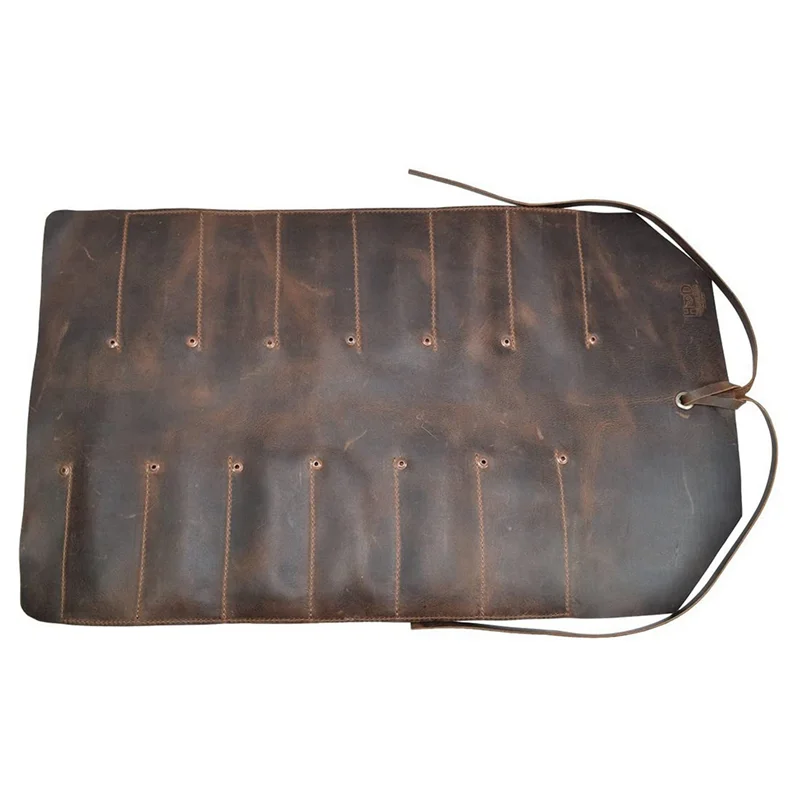 

BHBD-2X Leather Big Tool Roll Up Bag (12 Slots),Portable Carry On Pouch,Workshop Storage,Woodworking Tools Organizer,Handmade