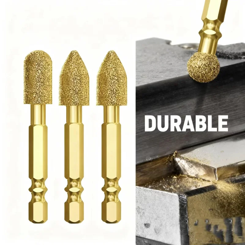 1 Pcs Stainless Steel Ceramic Tile Fits Drill Diamond Grinding Head Tile Rotary File Polishing Head Polish The Drill Bit Iron