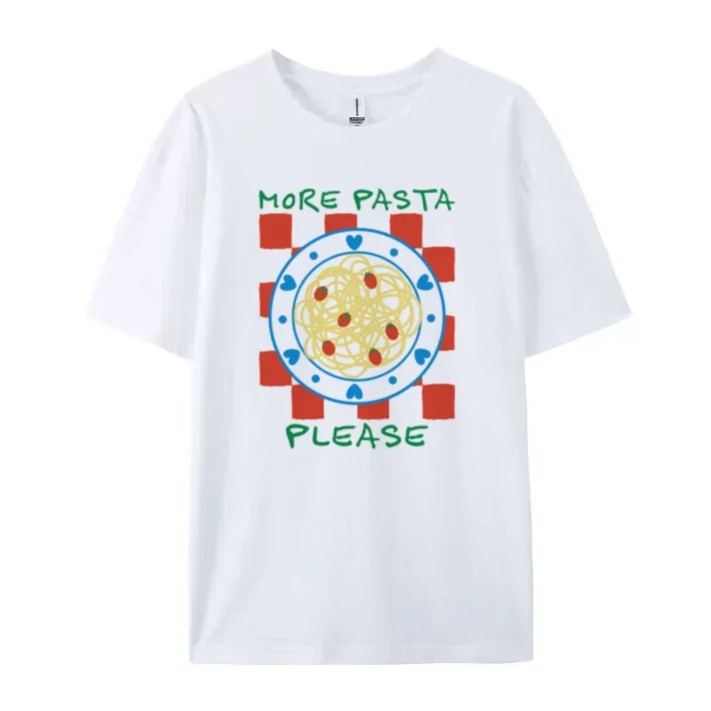 Tops holgados de moda para mujer, camiseta Retro estética para amantes de las Pasta, bonita camiseta de espagueti Hippie, divertida camiseta de comida italiana