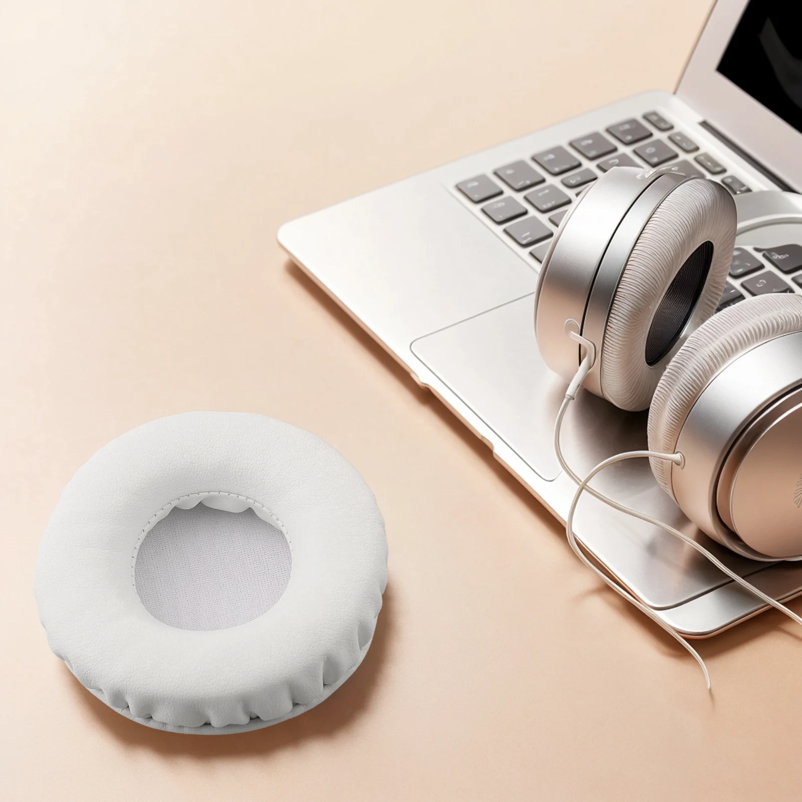 Premium White Sponge Leather Foam Earphone Covers - 45mm To 110mm Sizes For Headphone Pad Ensures Durability And Comfort