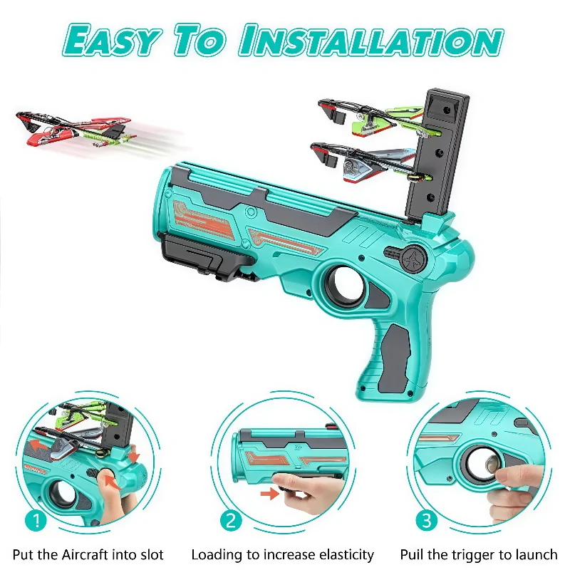 เด็กโฟมเครื่องบิน Launcher ของเล่น Catapult Ejection Gun เครื่องบินเกมยิงกีฬากลางแจ้งของเล่นเด็กของขวัญวันเกิด