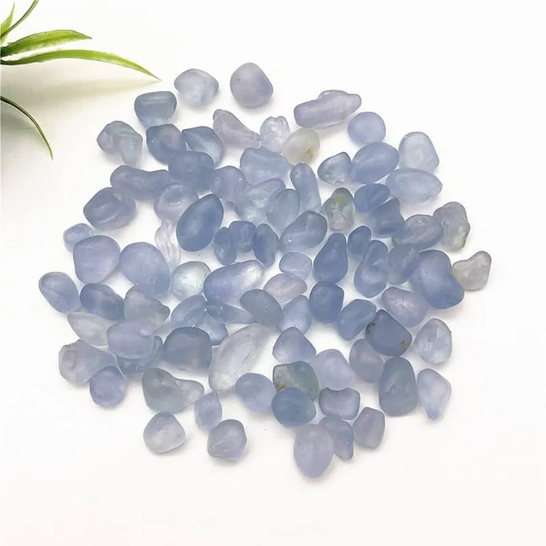 3-12mm natural azul celestine cascalho decoração de casa para pedras de cristal de aquário, amostra de cascalho celestinal azul natural adequado