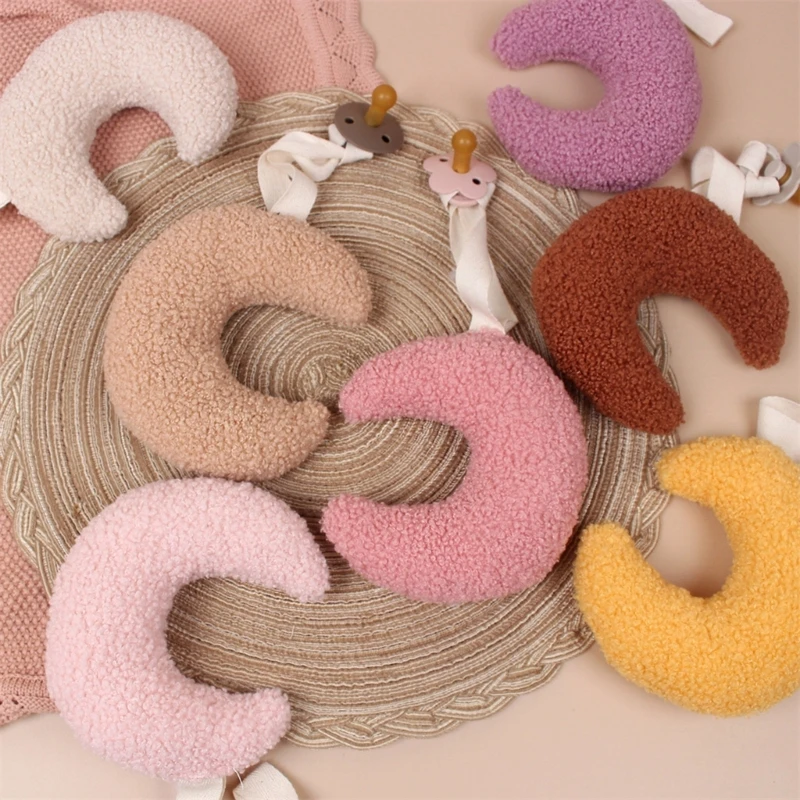 

16FE Handmade Plush Baby Pacifier Pendant Infant Newborn Pacifier Chain Moon Charm Nipple Hanging Ornament Shower Gift