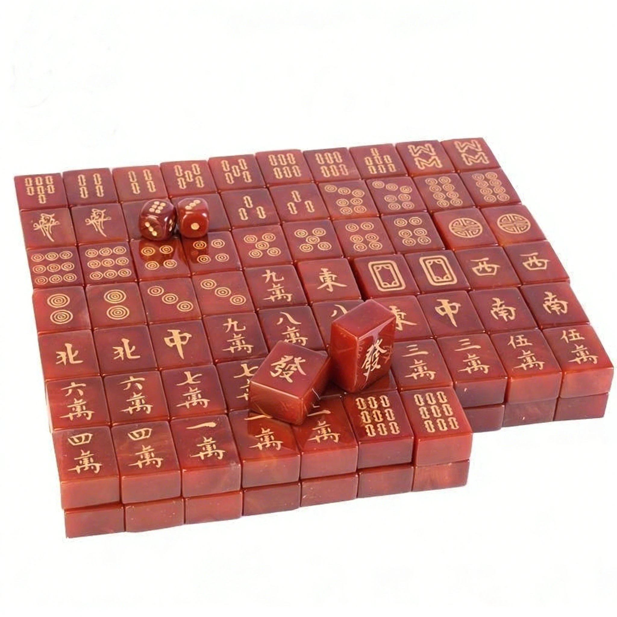 Luxury Handcrafted Agate Mahjong Set for Business Gifts and High End Venues for Luxury Entertainment and Decoration