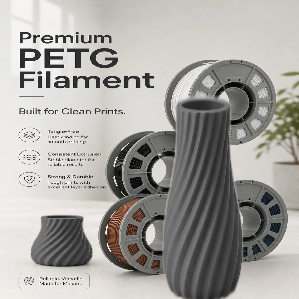 PETG 3D Printer Filament Solid Colors 4 Pack 1.75mm 300g X 4 Spools Black White Grey Brown FDM 3D Printing Material