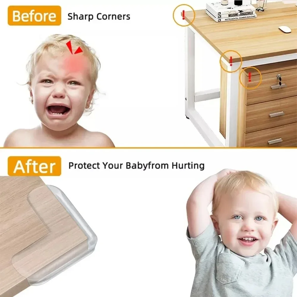 4Pcs Baby Safety Silicone Protector Table Corner Edge Protection Cover Transparent Anti Collision Soft Guard Home Tool