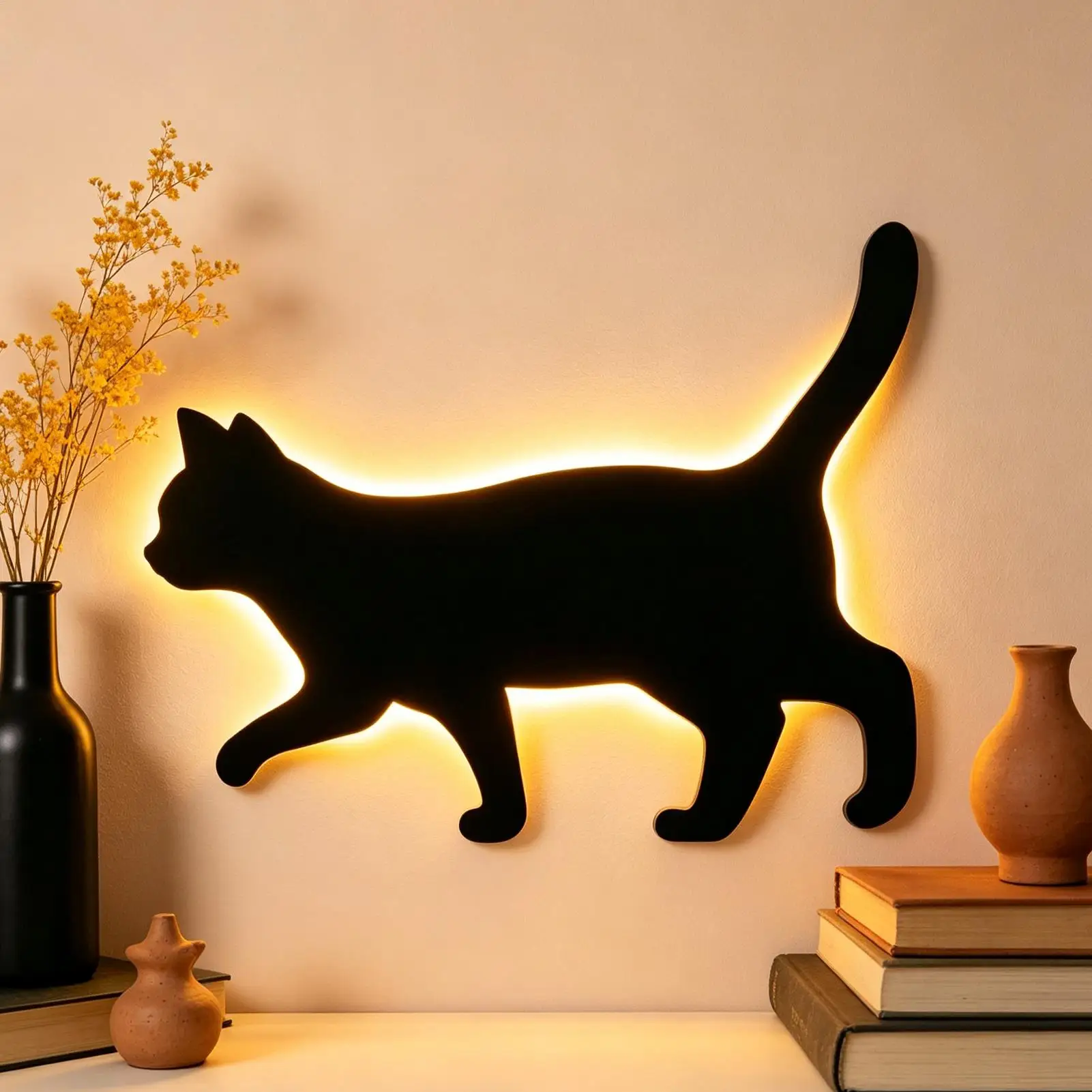Animal Wall Sconce Cat Sound Light Sensor Lighting Decor Cute Wall Sconce Light for Homeowners Renters Decorators Home Office