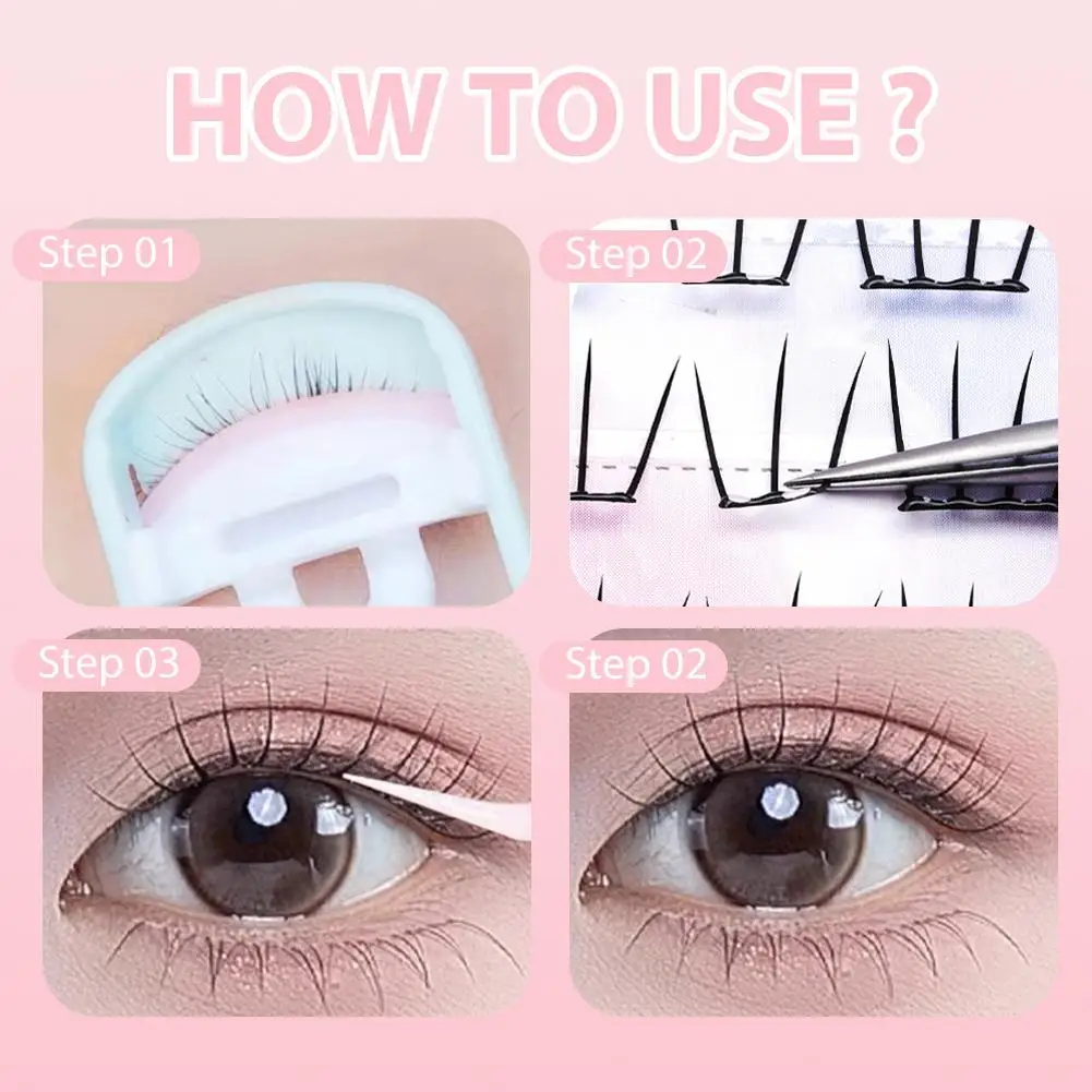 False Eyelashes Natural Curl Softness Deer Eyelashes DIY Makeup Single Idol Sweet Segmented Extension No Lashes Glue Korean B0V4