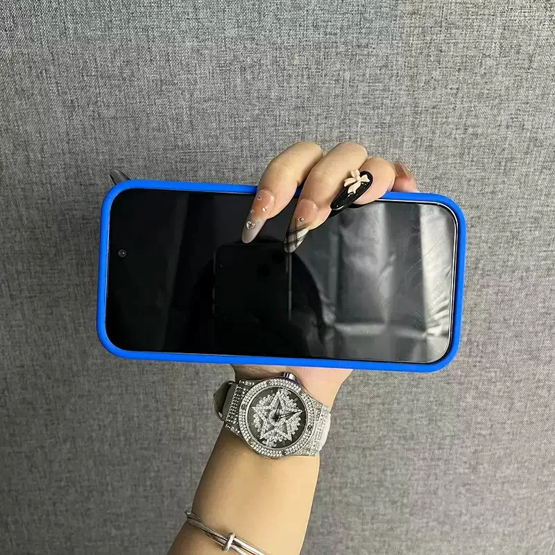 Funda de silicona líquida azul cobalto para iPhone 17 Pro Max 16 Pro Max 15 14 13 12 con botón de control de cámara, cubierta suave mate 6