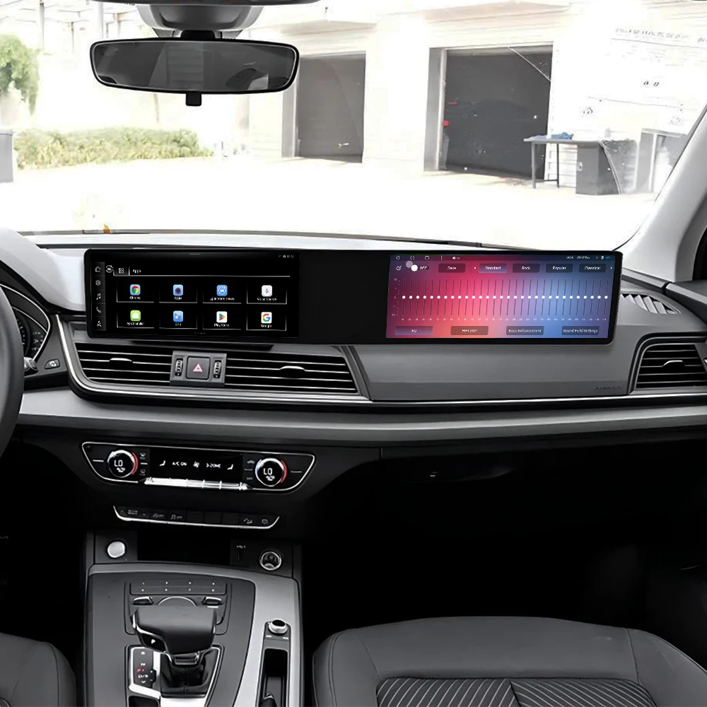 Dual Screen 12.3inch Carplay Android 14 Car GPS Navigation For Audi Q5 2017-2020 Head Unit Multimedia Player Car Radio Auto-