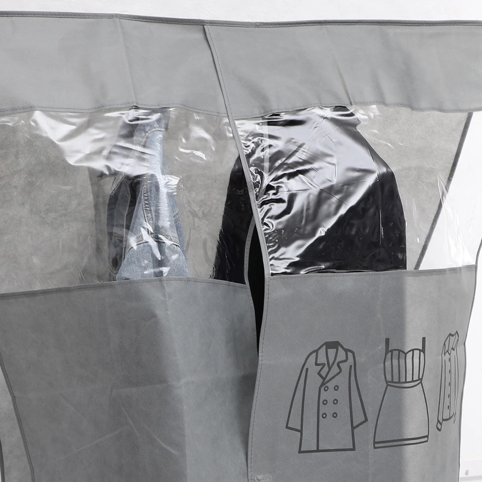 

Non Woven Dust Cover Garment Bag Clear Window Protects Clothes Moisture Moth Travel Suit Storage Wardrobe Luggage