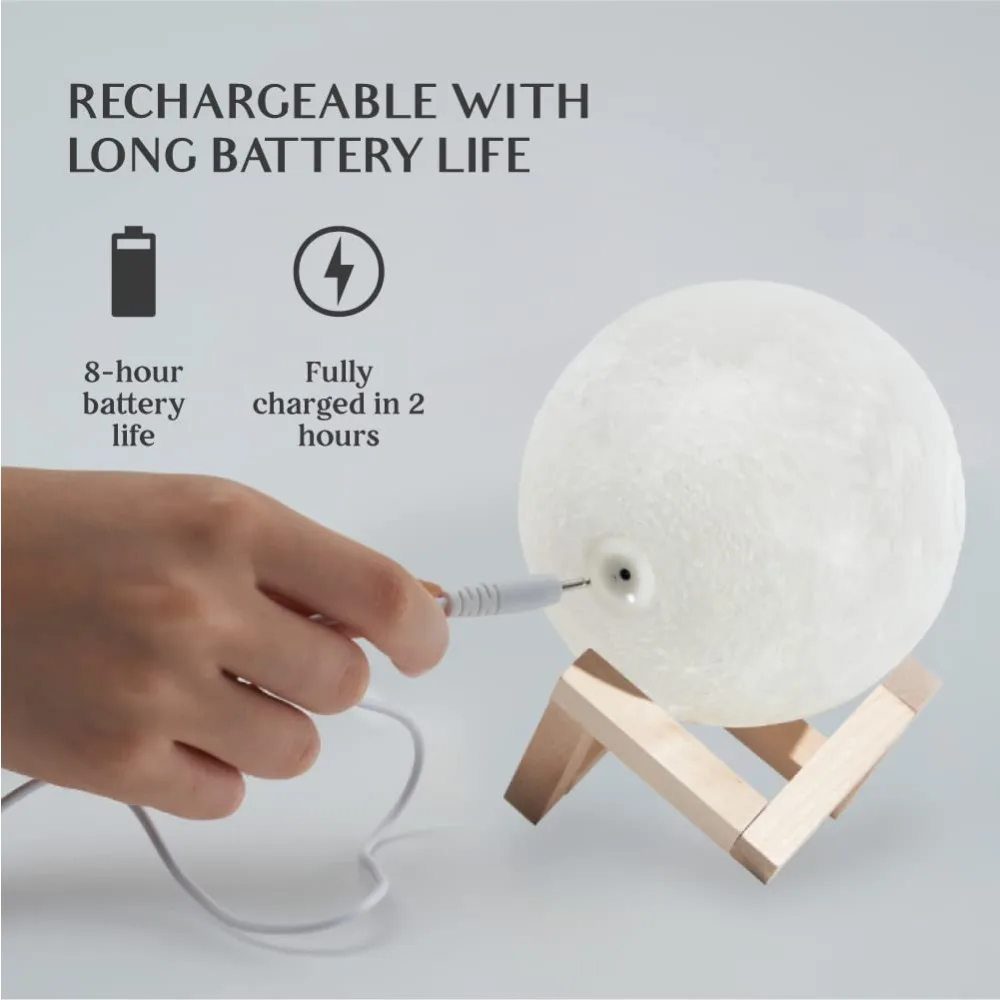 Moon LampLED Night Light, presente de Natal/aniversário para mulheres e crianças com suporte de madeira e controle remoto 5,9 polegadas