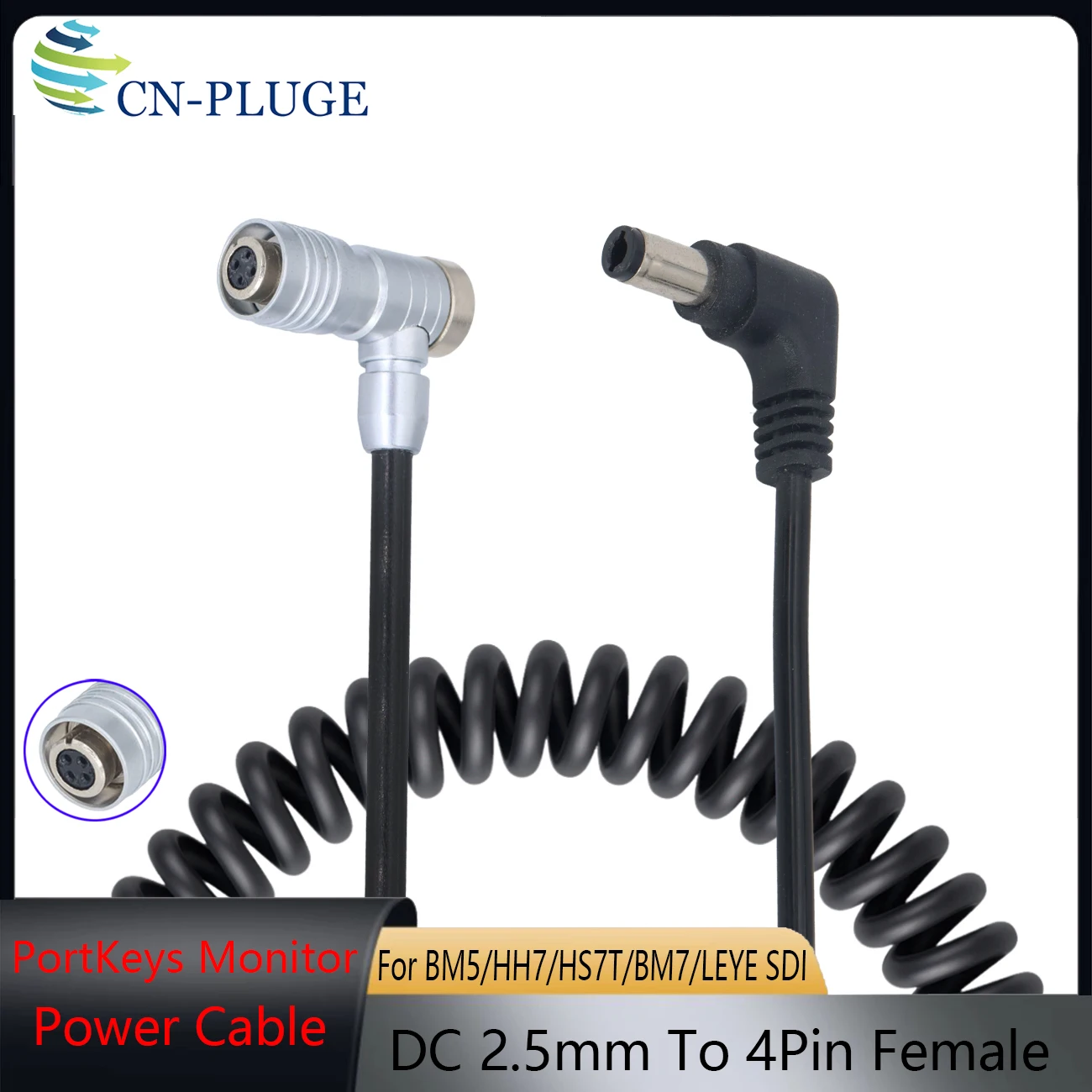 DC5.5X2.5mm to 4Pin Female Cable For Portkeys BM5 / BM7 /HH7/HS7T/LEYE SDI Monitor Power Cable