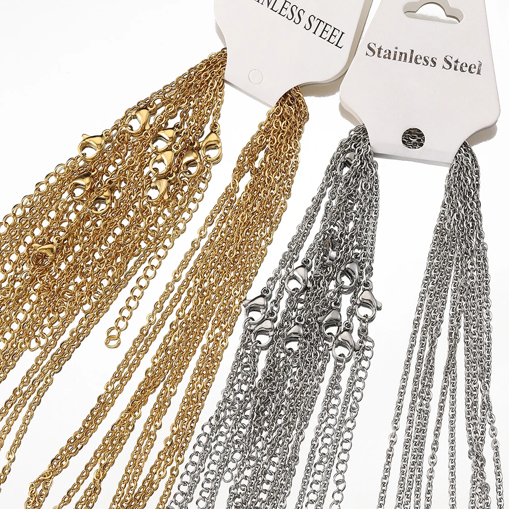 

10pcs 5pcs Stainless Steel Chain O Shape Chain with Lobster Clasps Necklace Chains for Jewelry Making Charms Pendants DIY