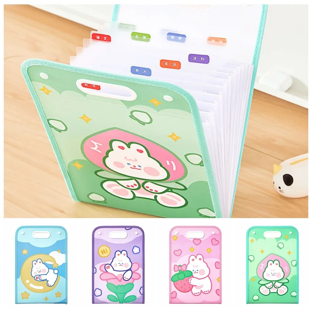 

13 Pockets A4 File Folder Large Capacity Vertical Test Paper Storage Folder Cartoon A4 Accordian Organizer Documents Organizer