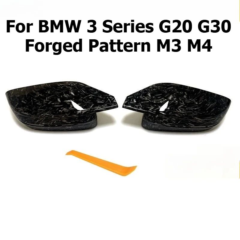 

For BMW 3 Series G20 G30 Forged Pattern M3 M4 Horn Style Side Mirror Cover LHD Replacement Car Exterior Upgrade Accessories