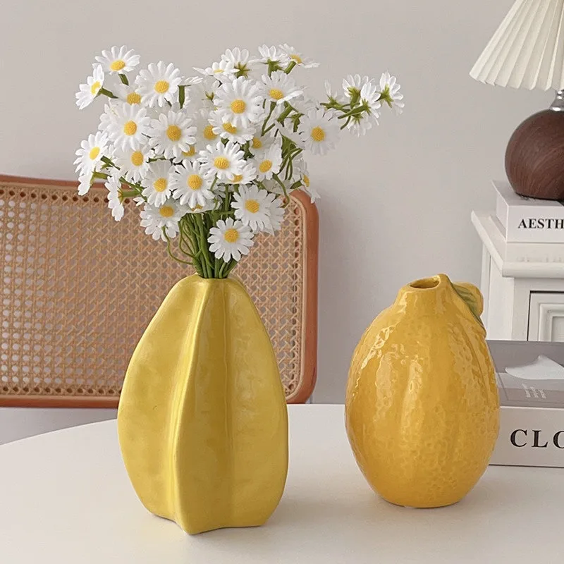 Nordic Simple Ceramic Vase Fruit Shape Water Raised Flowers Creative Home Decoration Vases Jarrones Decorativos Moderno Ваза