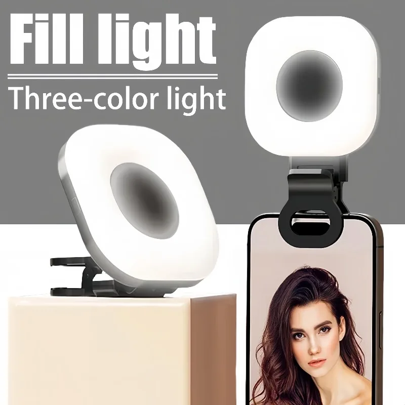 Mobile Phone LED Selfie 3 Color Light Adjustable Brightness Clip Portable Video Light Mini Rechargeable Mobile Phone LED Selfie