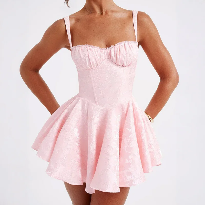 유럽 및 미국 스타일 우아한 이브닝 드레스 스트랩 드레스 여성 여름 짧은 드레스