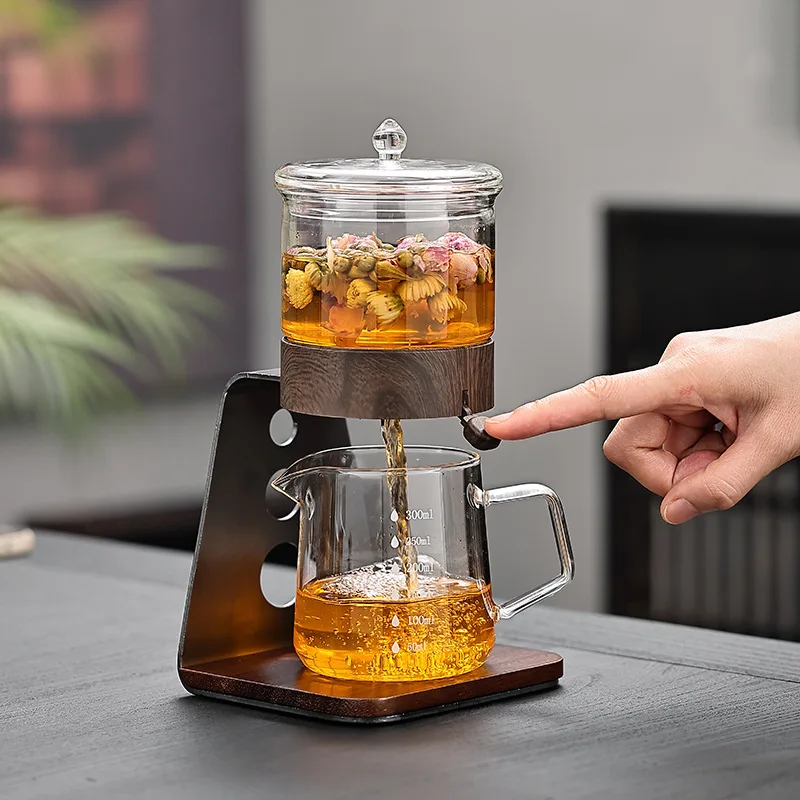 Glass Automatic Tea Brewer Set Magnetic Self Brewing Teapot Drinkware