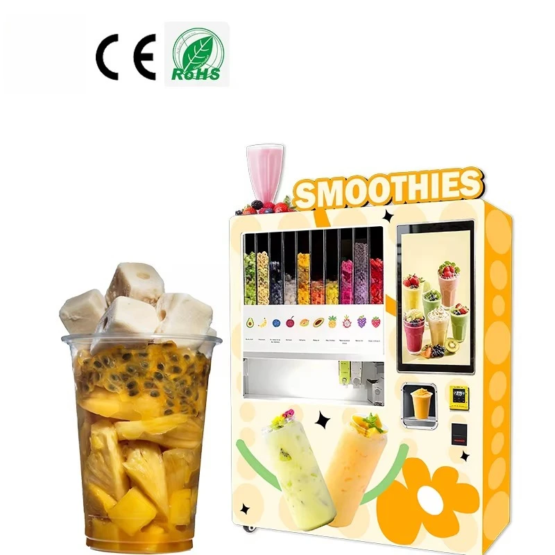 Smoothies-vending-machine Personalized 24-Hour Smart Metal Fruit Smoothie Vending Machine 32-inch Touchscreen Credit Card