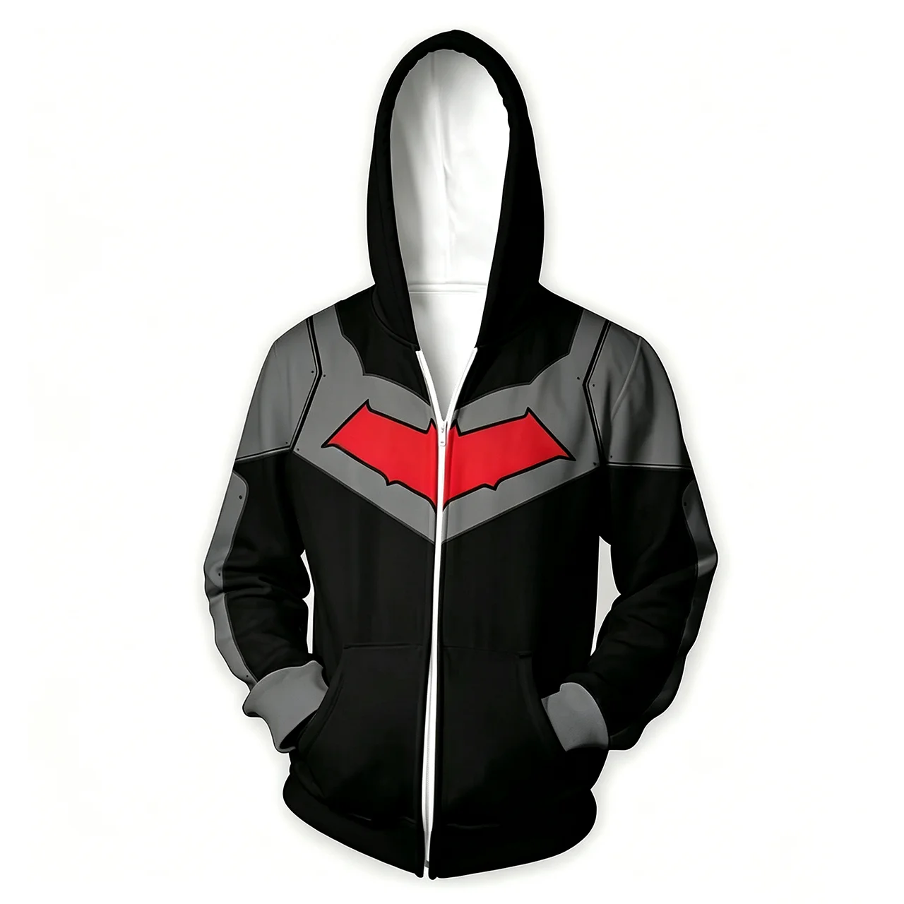 Superhelden-Kostüm: Nightwing Robin Cosplay Hoodie, Sweatshirt, Halloween-Reißverschluss-Oberbekleidung, lässige Hoodies, Cosplay-Kostümjacken – Detail 6