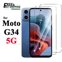 2/4 Screen Protector For Motorola Moto G34 5G Tempered Glass High Aluminum 9H HD Clear Transparent Case Friendly