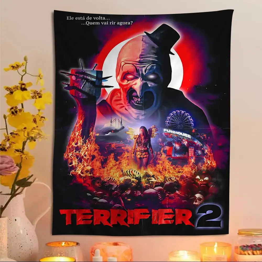 Horror Movie T-Terrifier Printed Large Wall Tapestry Indian Buddha Wall Decoration Witchcraft Bohemian Hippie Wall Art Decor