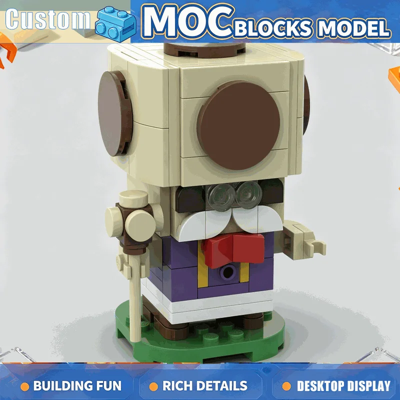 NEW 140PCS Cute Old Butler Toad Figure Model Building Blocks Custom MOC Puzzle DIY Assembly Creative Toy Collection Display Gift