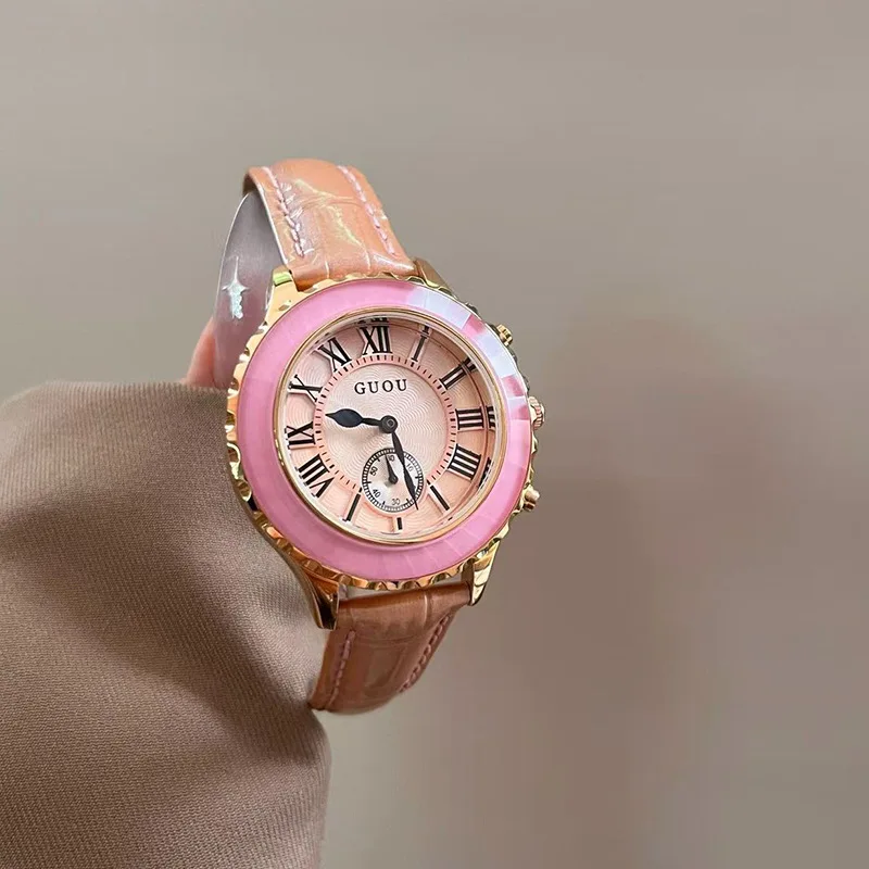 New Stylish Women'S Watch, Leather Strap Quartz Watch, High-Quality Wristwatch For Women, Creative Gift For Women.