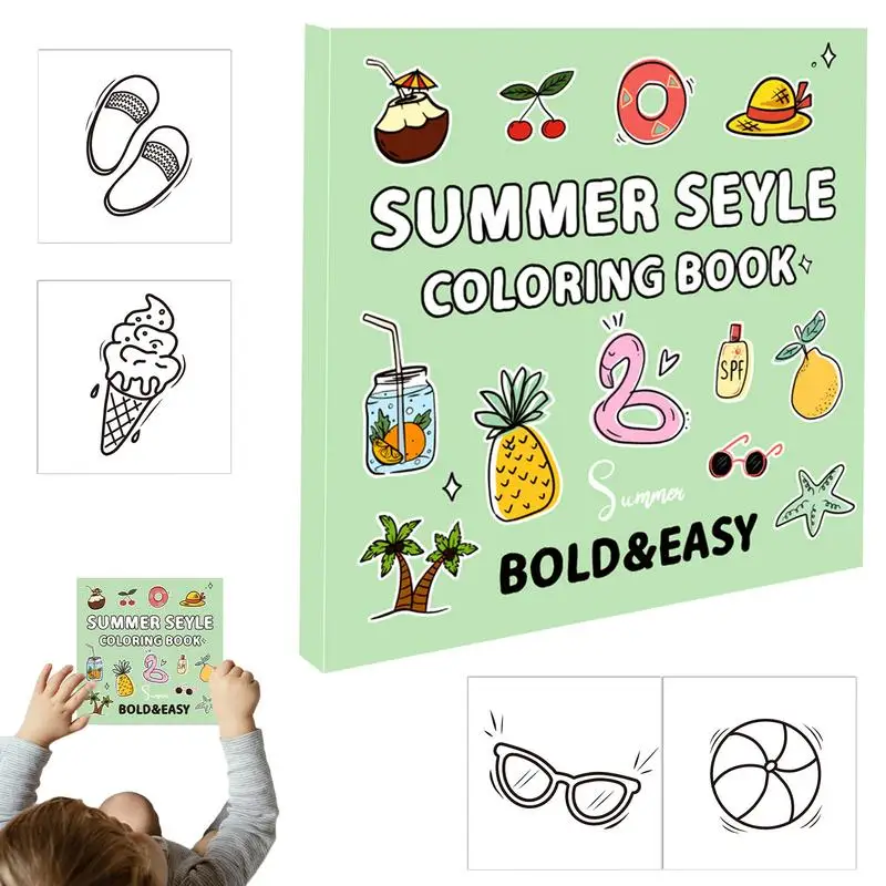 Summer Drawing Book Drawing Activity Book 40 Sheets Bold & Easy Coloring Book For Children Aged 4 And Up Including Beach Scenery