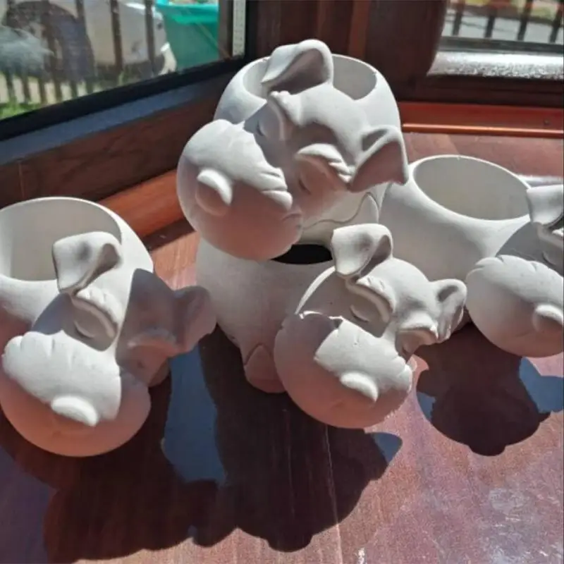 Handmade Dog Shaped Flower Pot Epoxy Resin Mold Succulents Pot Silicone Mould