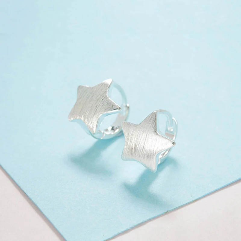 KOFSAC Frosting Unsmooth Earrings For Women Trendy New Star 925 Sterling Silver Hoop Earring Jewelry Simple Ear Accessories