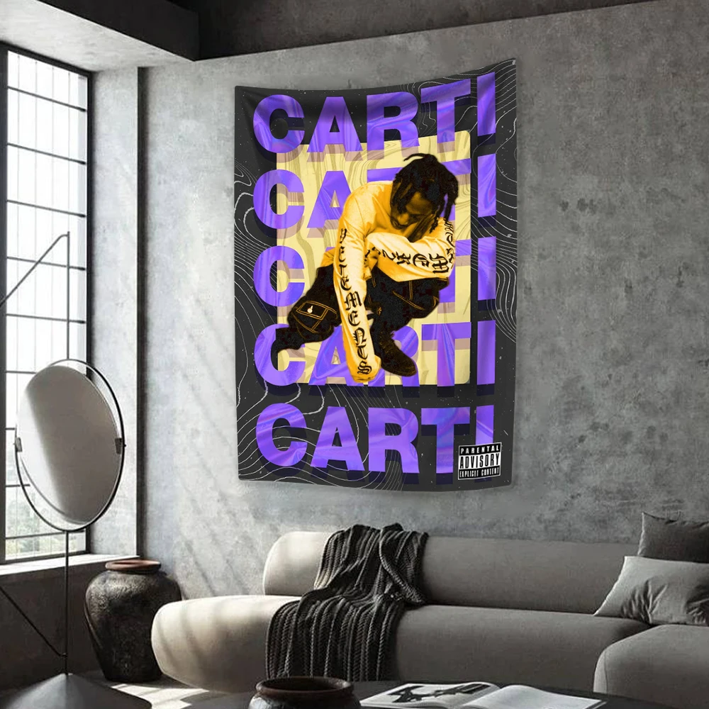 Pop Rapper Singer Tapestry Playboi Carti Album Hippie Home Decor Wall Hanging Dormitory Party Backdrop Beach Towel Sofa Blanket