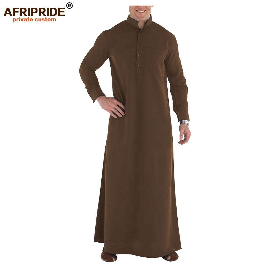 Abbigliamento musulmano per uomo Jubba Thobe con maniche lunghe e pacchetto Plus Size abbigliamento islamico abito musulmano afчde A2014002