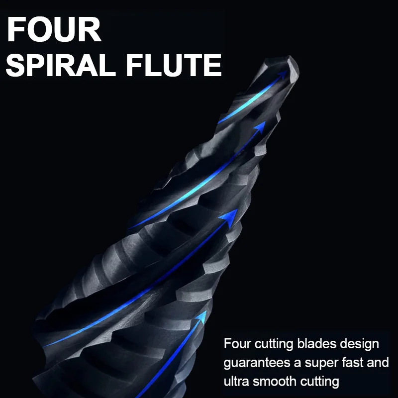 Punta da trapano a quattro punte a spirale in cobalto, punta a percussione con gambo esagonale da 1/4 "per metallo duro, acciaio inossidabile, ghisa