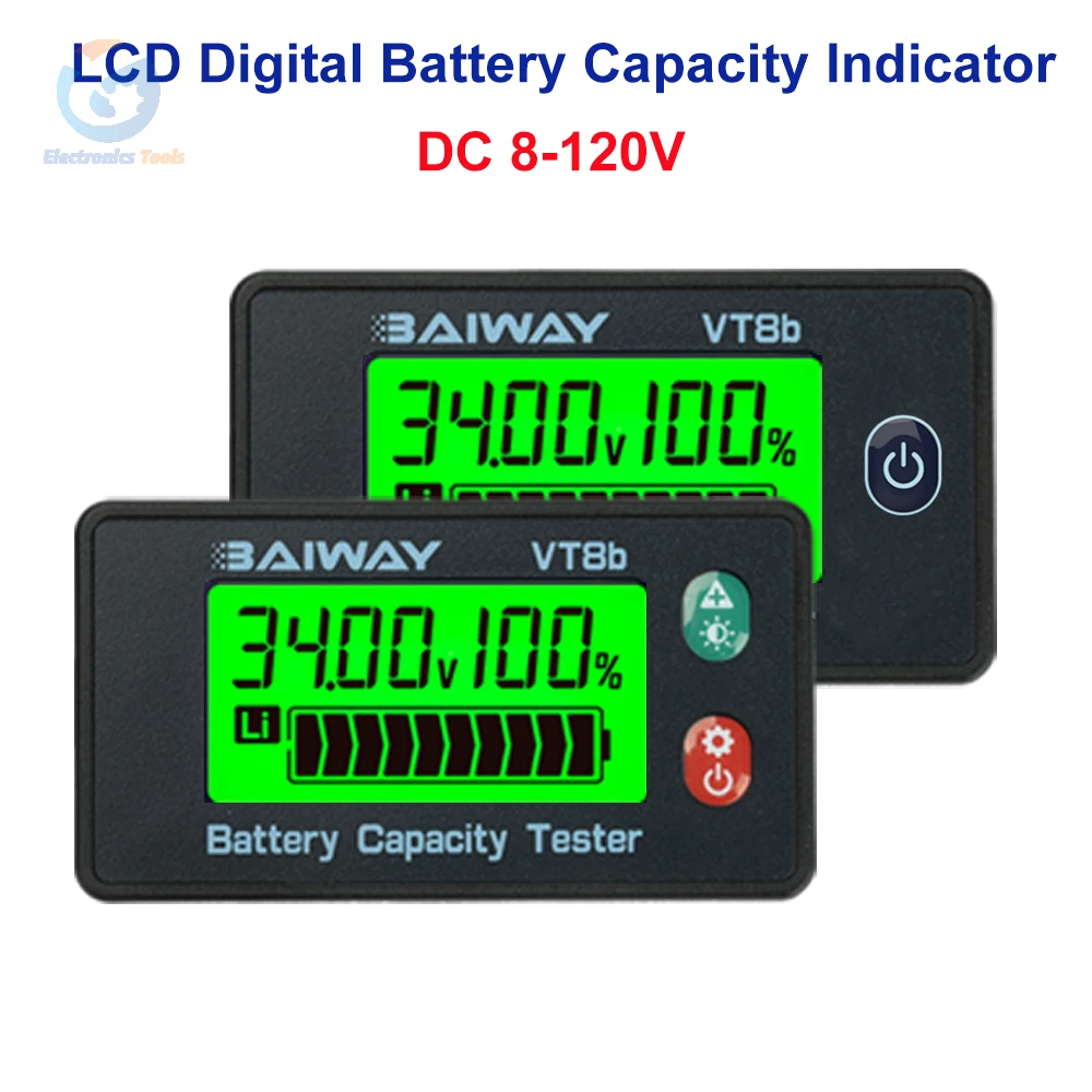 

DC 8-120 В ЖК-цифровой вольтметр измеритель мощности 3-20S 12 В 24 В 48 В 60 В индикатор емкости аккумулятора тестер напряжения монитор