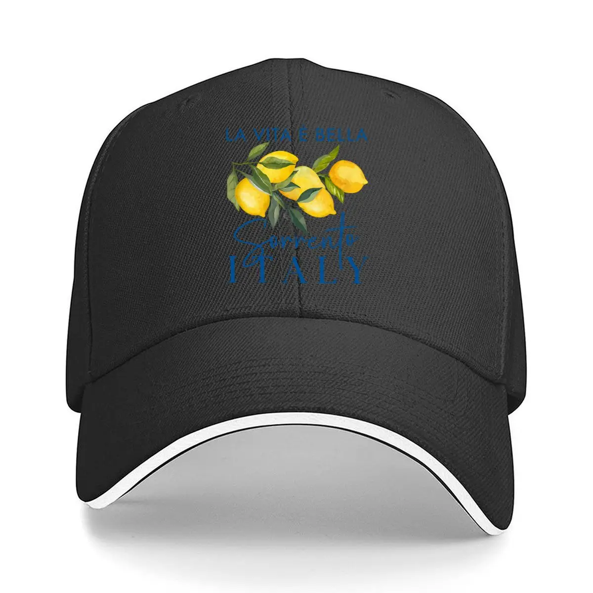 La Vita E Bella Sorrento Italy Watercolor Lemon Graphic Sandwich Baseball Cap Outdoor Workouts Sun Hat