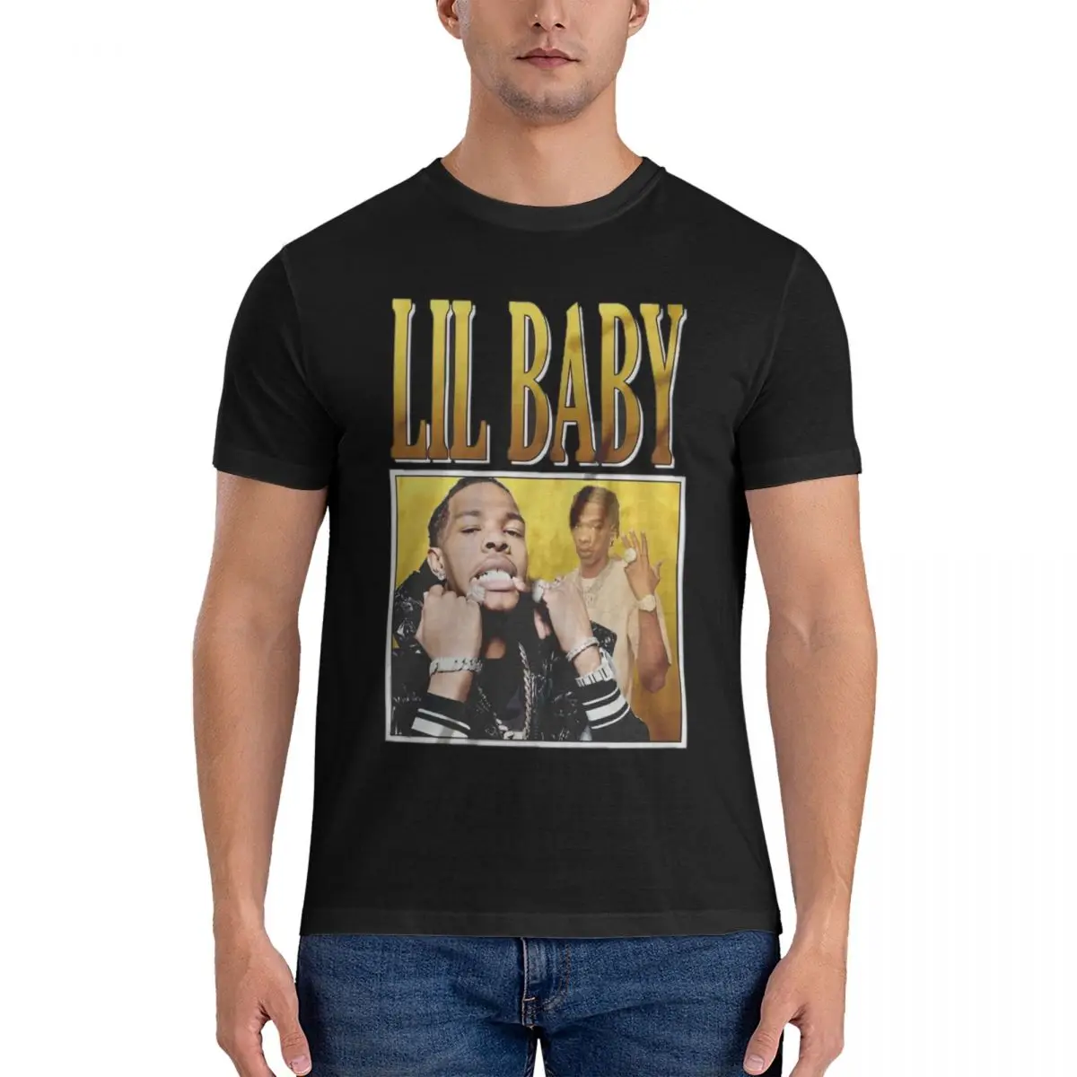 Men T-Shirts Lil Baby Music Awesome Pure Cotton Tees Short Sleeve rapper T Shirt Crew Neck Tops official-website tops fugees