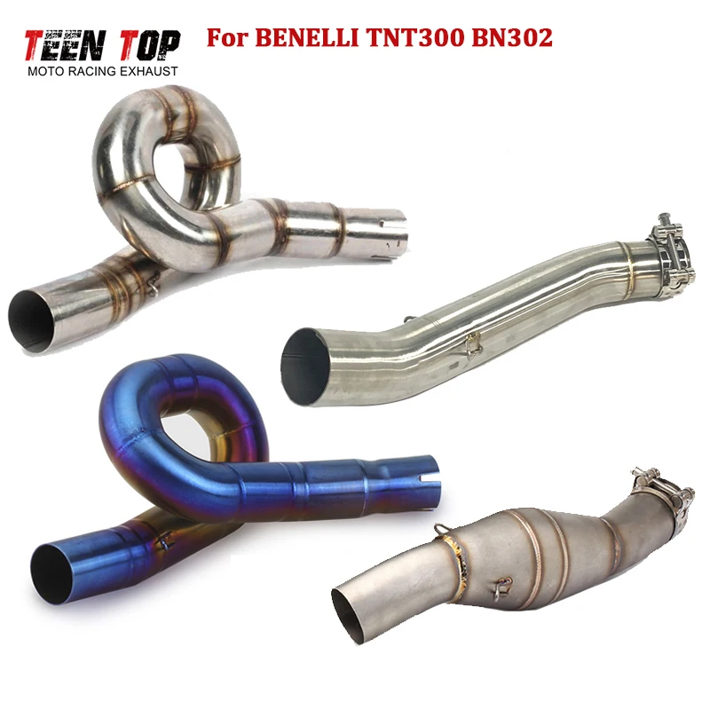 

Выхлопная труба мотоцикла из нержавеющей стали для Benelli TNT300 BN302, труба среднего звена 14-18, 51 мм, средняя соединительная трубка Escape Moto