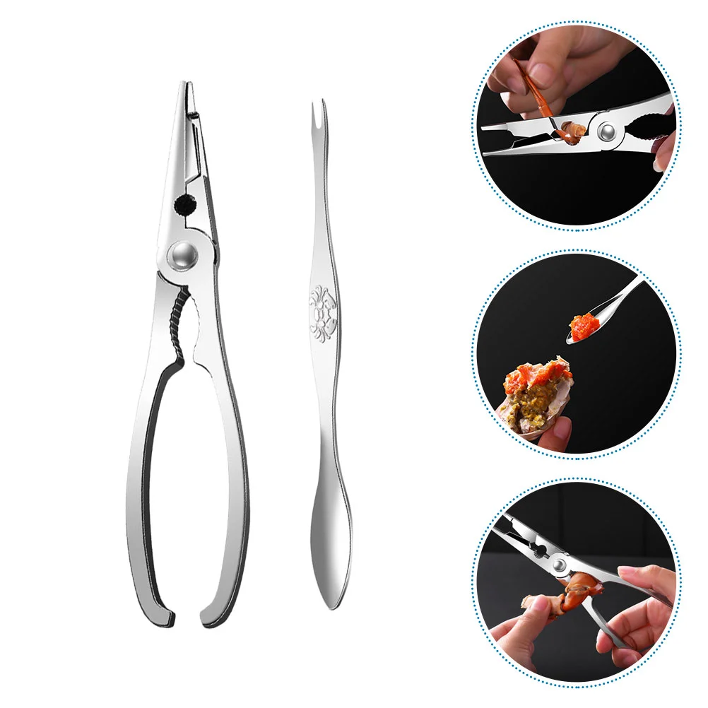 Crab Claws and Needles Seafood Eating Tool Clamp Plier Leg Gadget Kitchen Handheld Scissor Peeling Cutlery