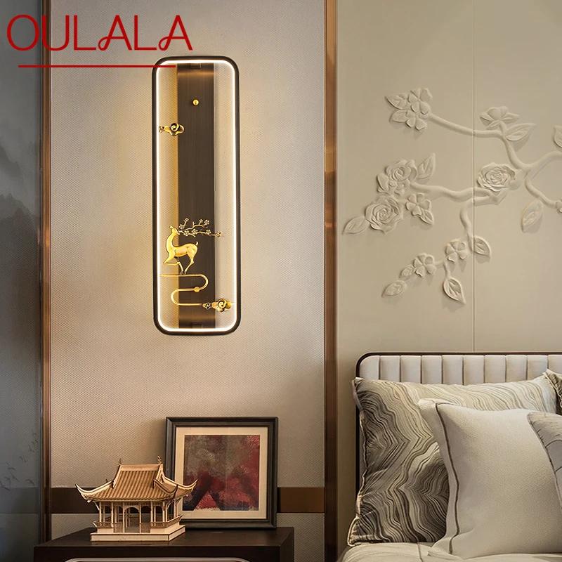 

OULALA Brass Wall Lamp LED Modern Luxury Sconce Interior Decoration Household Bedroom Bedside Living Room Corridor Lighting