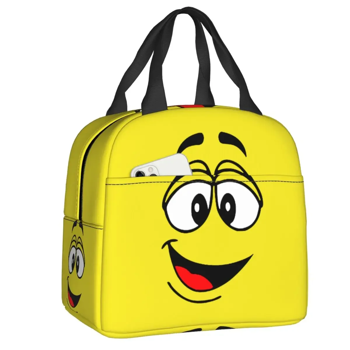 Cartoon Chocolate Yellow Candy Face Lunch Tote Bag for Women Cooler Thermal Insulated Lunch Box Picnic Container Bags