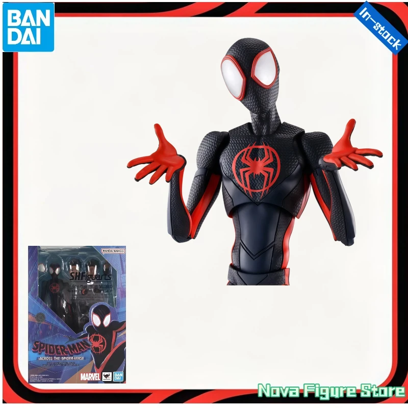 In Stock Bandai SHF Spider-Man Across The Spider-Verse Miles Morales Movable Action Figure Toys Collection Gifts