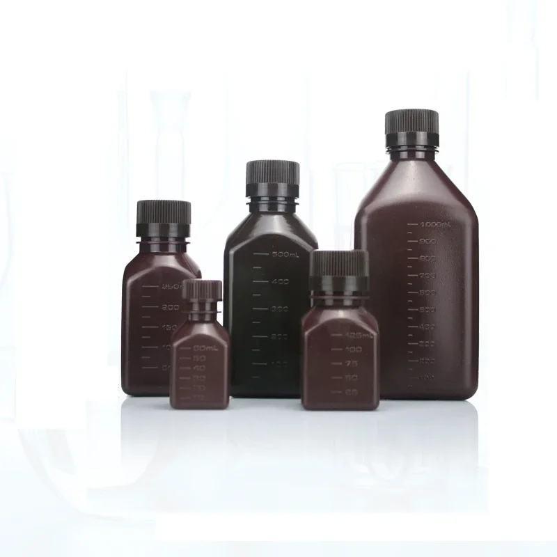 Brown reagent bottle screw mouth reagent bottle 100/250/500ml plastic split sample bottle high temperature and light proof