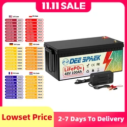 48V 100AH LiFePO4 Battery Pack 48V Lithium Iron Phosphate Batteries For Touring Car Boat Off-Road Off-grid Solar Energy EU Stock