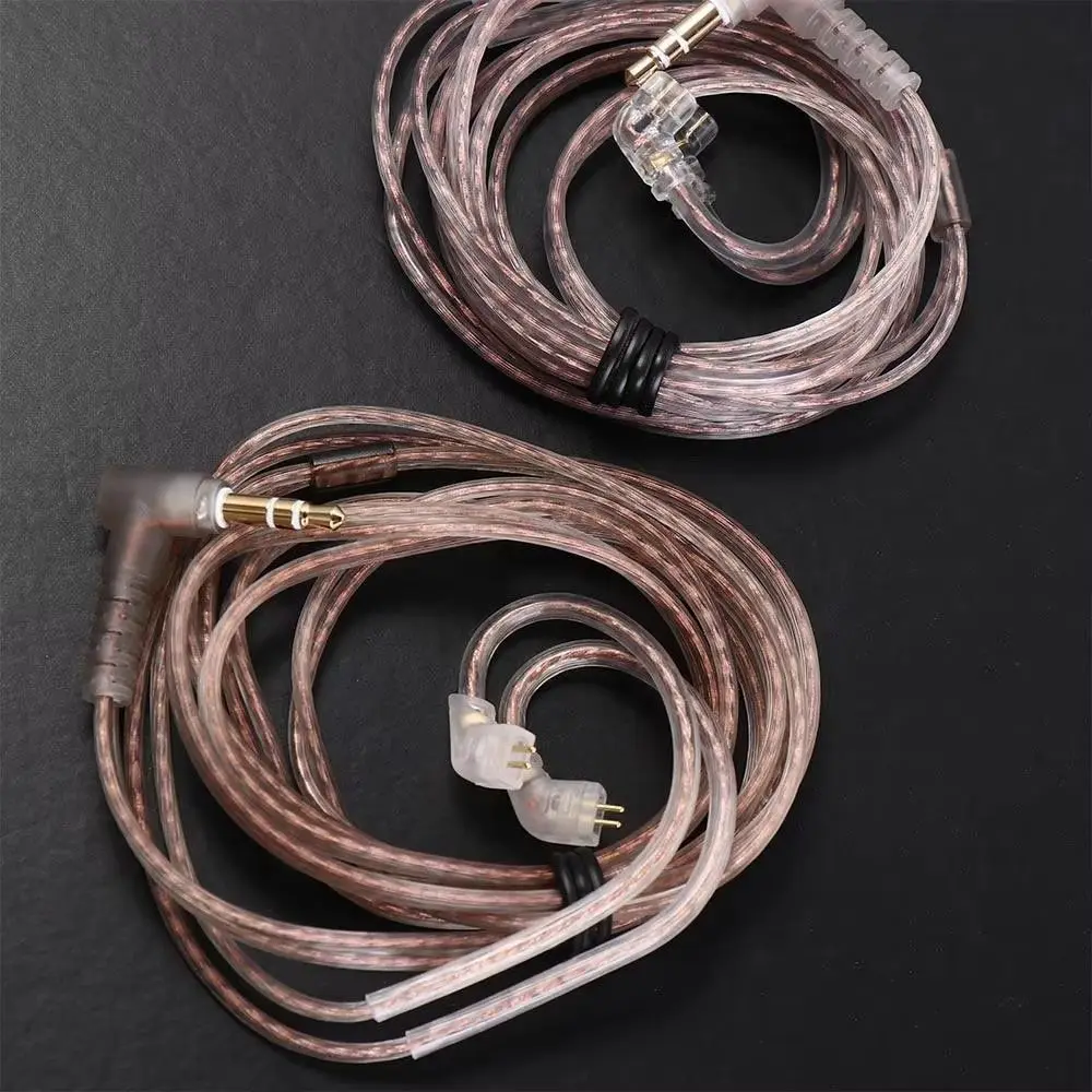 Oxygen-Free Copper Twisted Earphone Cable High-Purity Copper Transparent Black 2Pin Earphone Cable 125cm Ear-Winding Design