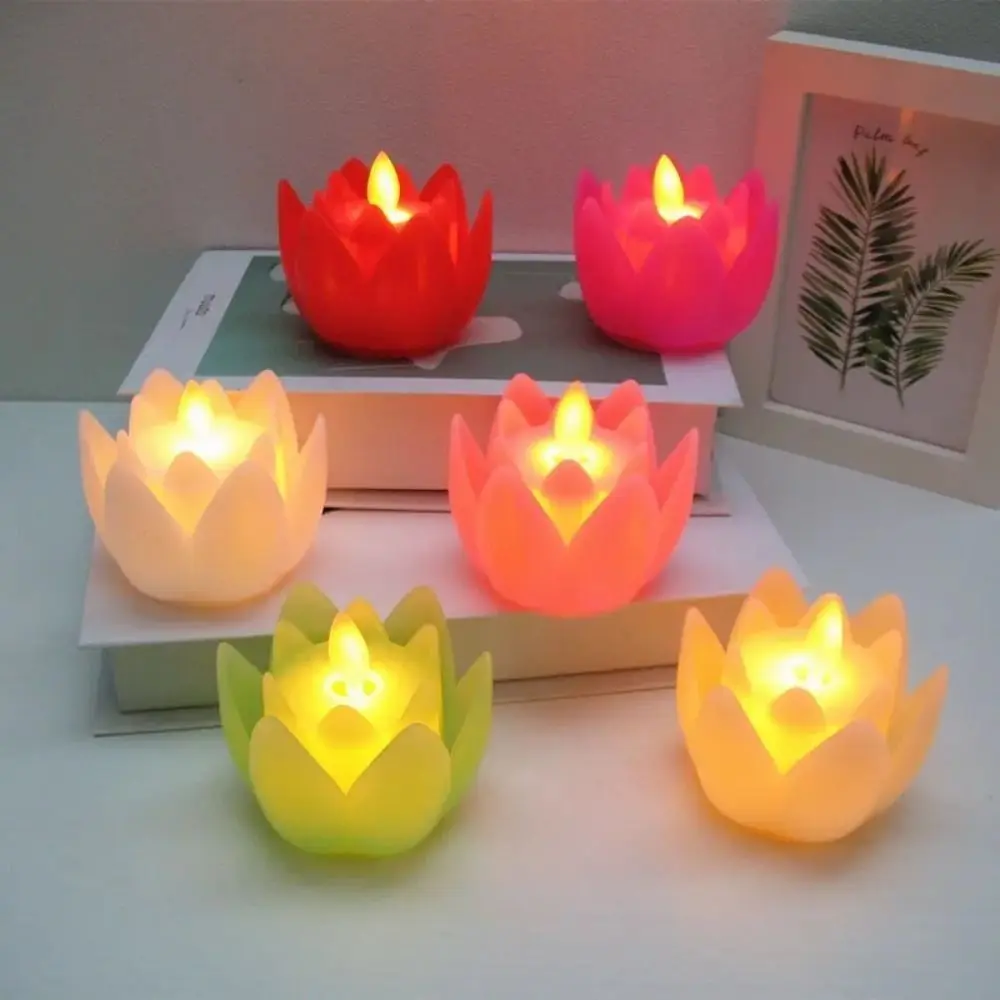 

Indoor Outdoor Lighting Plastic Lotus Lamp Creative Flickering LED Night Light Colorful Exquisite Desktop Lamp Party Bedroom