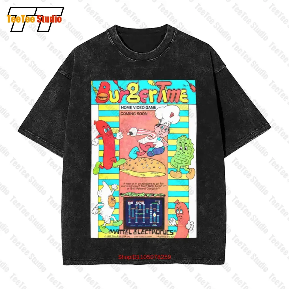 Burger Time Videogame Arcade Anni 80 Commodore Vintage Oversized T-Shirt U98L