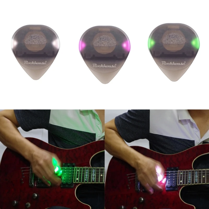 Unique Folk Guitar Luminous Pick Acoustic Guitar Pick with LED Light Reolacement Non-Slip Colored Light Guitar Pick